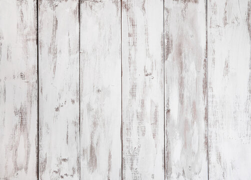 Surface constitu&eacute;e de planches de bois peintes en blanc vue du dessus
