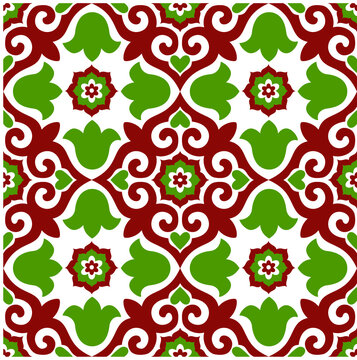 Seamless vector pattern with tatar ornament. Eastern stylish abstract background. Colorful flat oriental texture for wrapping