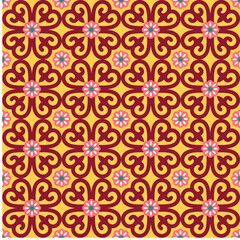 Seamless vector pattern with tatar ornament. Eastern stylish abstract background. Colorful flat oriental texture for wrapping