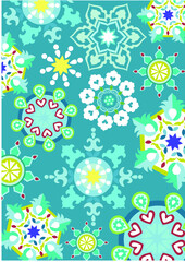 Seamless vector pattern with tatar ornament. Eastern stylish abstract background. Colorful flat oriental texture for wrapping