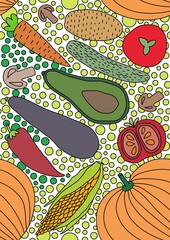 vegetables, still life, vegetarianism, raw, pattern, art, decoration