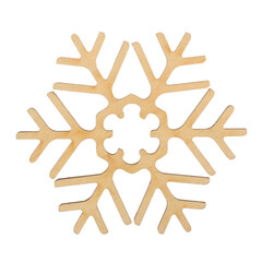 Wooden Snowflakes on white background, Christmas toy, stock photo, isolated