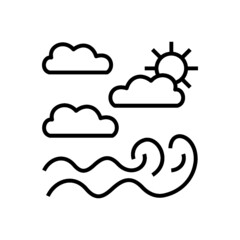 sunny cloud outline icon vector