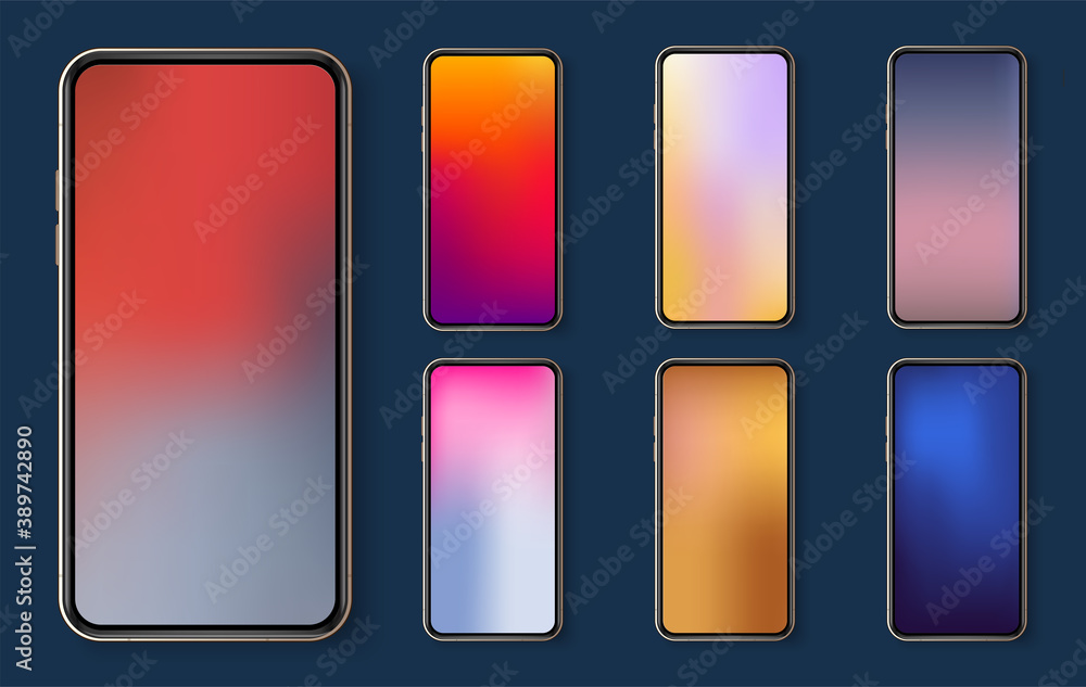 Fototapete Liquid color background design. Fluid gradient shapes composition. Mobile application screen page backgrounds set with plastic effect. Modern vector template for brochure, leaflet,flyer,cover,catalog 