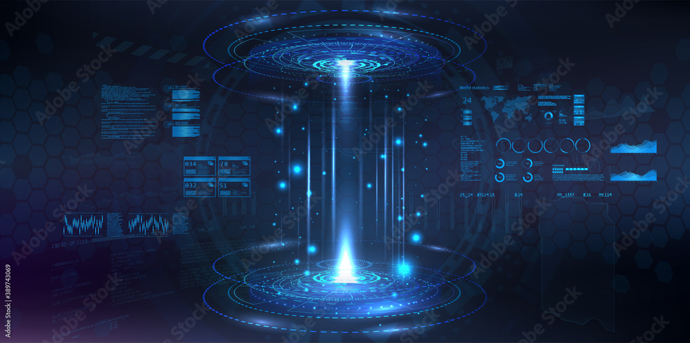 Aufkleber futuristic circle 3d lab - stage with hud elements for ui, gui, app background. blank podium for sho