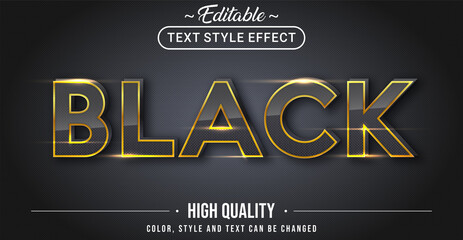 Editable text style effect - Black and gold theme style.