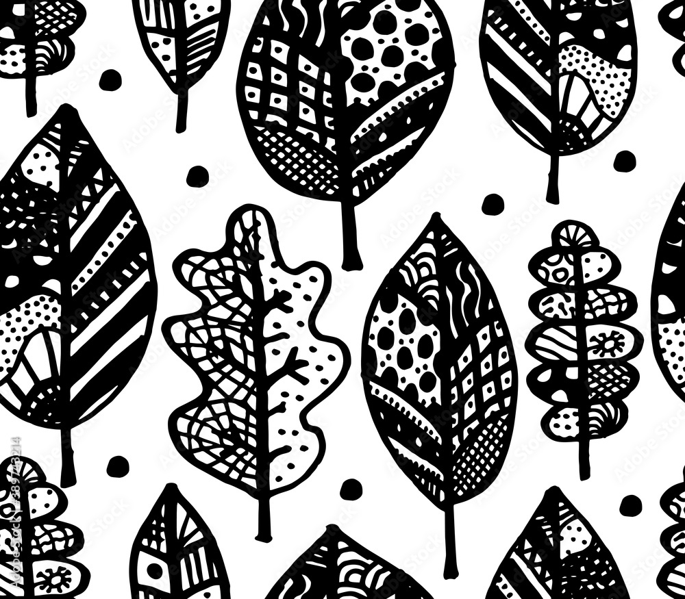Poster autumn leaf, seamless pattern for your design