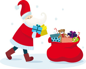 Santa claus with presents merry christmas greeting vector image