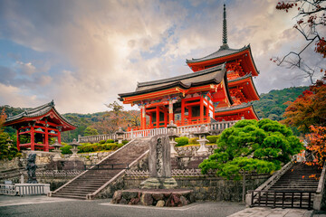 Sanjunoto pagoda and Kiyomizu-dera Temple in the autumn season, Kyoto