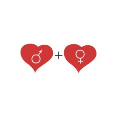 male and female hearts icon on white backgrounds vector stock