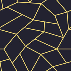 Vector seamless polygonal pattern - luxury gold geometric design. Abstract ornamental background. Mosaic trendy print