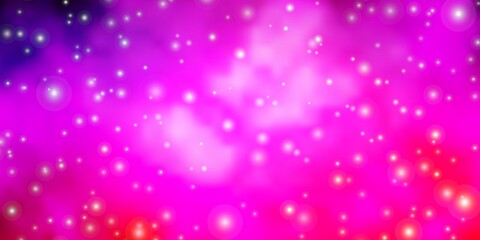 Light Purple, Pink vector background with colorful stars.