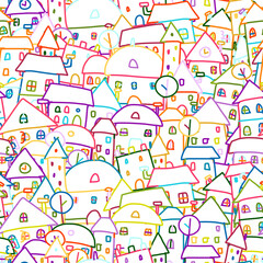 Colorful city, seamless pattern for your design