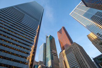 Various office buildings in the downtown financial district in Toronto Ontario Canada.
