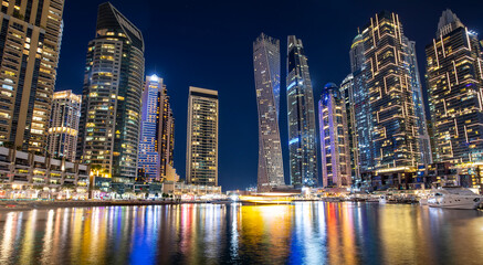 Fototapeta na wymiar Dubai Marina district at night, UAE