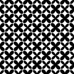 Black, white pattern, geometric wallpaper , seamless texture with flat floral ornament, decorative illustration with simple elemets