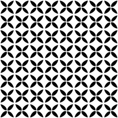 Black, white pattern, geometric wallpaper , seamless texture with flat floral ornament, decorative illustration with simple elemets