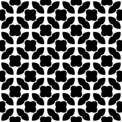 Black, white pattern, geometric wallpaper , seamless texture with flat floral ornament, decorative illustration with simple elemets