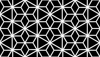 Black, white pattern, geometric wallpaper , seamless texture with flat floral ornament, decorative illustration with simple elemets