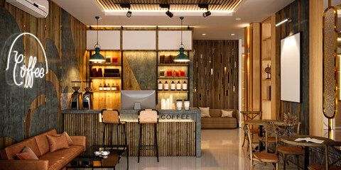 3d render of cafe tea house