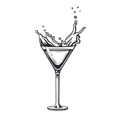 Cocktail daiquiri splash drink black and white vintage style - 389752645