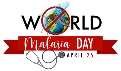 Fototapeta premium World Malaria Day logo or banner with mosquito sign
