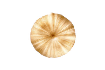 Donut made by blond hair isolated on white background
