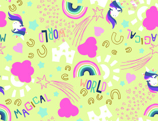 unicorn t shirt print pattern design for girls