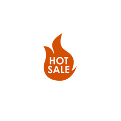 Hot Sale icon. Fire sticker