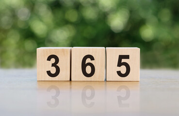 365 text written on wooden blocks. 365 New Days - obrazy, fototapety, plakaty