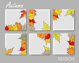 Social media editable post banner with autumn falling leaves theme. Web banners for social media. Clear and simple design, vector illustration.	