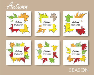 Social media editable post banner with autumn falling leaves theme. Web banners with editable text. Clear and simple design, vector illustration, social, media.