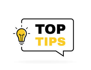 Top tips geometric message bubble with light bulb emblem. Banner design for business and advertising. Vector illustration
