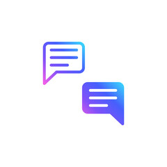 Chat bubbles vector icon in bright color gradient. Online conversation via messenger. Minimalist line art