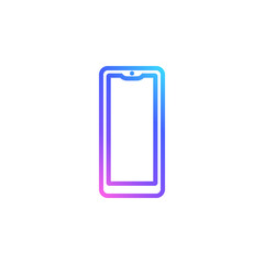 Smartphone vector icon in bright color gradient. Mobile phone. Communication icon. Trendy minimalist line art in blue, violet and pink.
