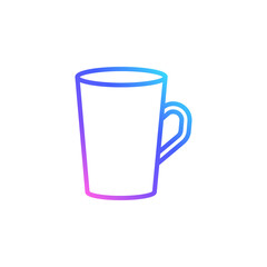 Porcelain mug vector icon in bright color gradient. Cute cup isolated on white background. Minimalist line art