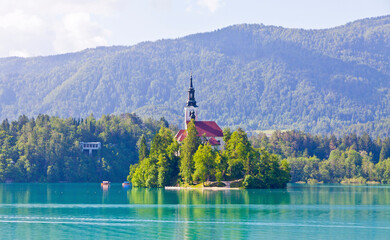 Pilgrimage Church of the Assumption of Maria (Slovenian: Cerkev Marijinega Vnebovzetja) on Bled...