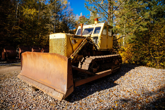 Bulldozer CTZ T-100M at industrial open air museum Solvay quarries (Solvayovy lomy), Saint John under the Cliff (Svaty Jan pod Skalou) near Beroun, Czech Republic