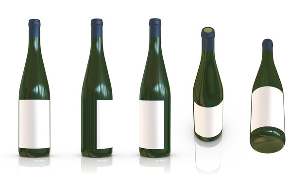 High resolution image wine bottle template isolated on white background, high quality details