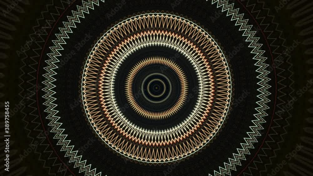 Poster circular waves motion graphics on black background, seamless loop. animation. abstract sound technol