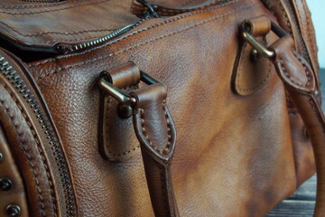 brown leather bag