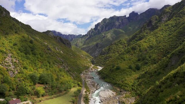 Aerial, Kir River At Ura e Shtrenjte, Albania