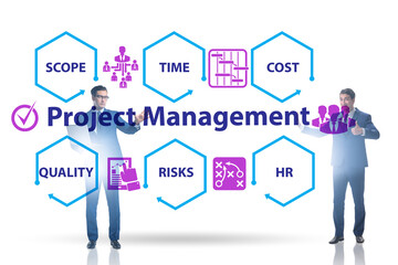 Concept of project management with businessman