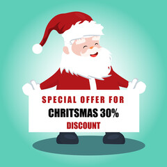 santa clous holding 30% off christmas special offer poster