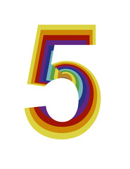 lines with the colors of the rainbow forming the number 5