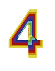 lines with the colors of the rainbow forming the number 4