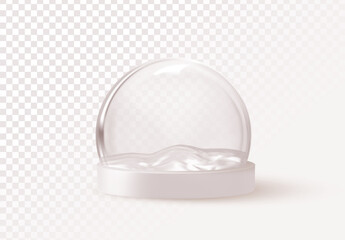 Fototapeta premium Glass snow globe empty isolated realistic 3d design. Festive Christmas object blank Snowball . vector illustration.