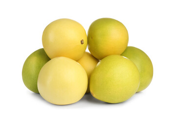 Fresh exotic pomelo fruits isolated on white