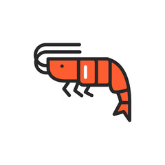 Shrimp color line icon. Pictogram for web page, mobile app, promo.