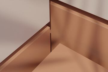 Abstract 3d rendering background beige and brown blocks